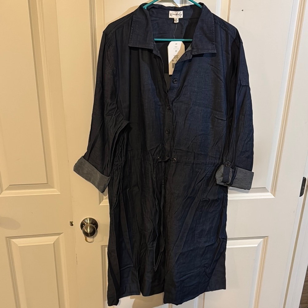 Wonderly Midnight Blue Shirt Dress